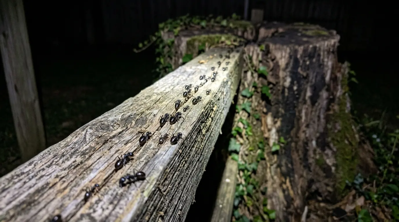 Carpenter ant trail traced from a San Jose home to an outdoor parent nest