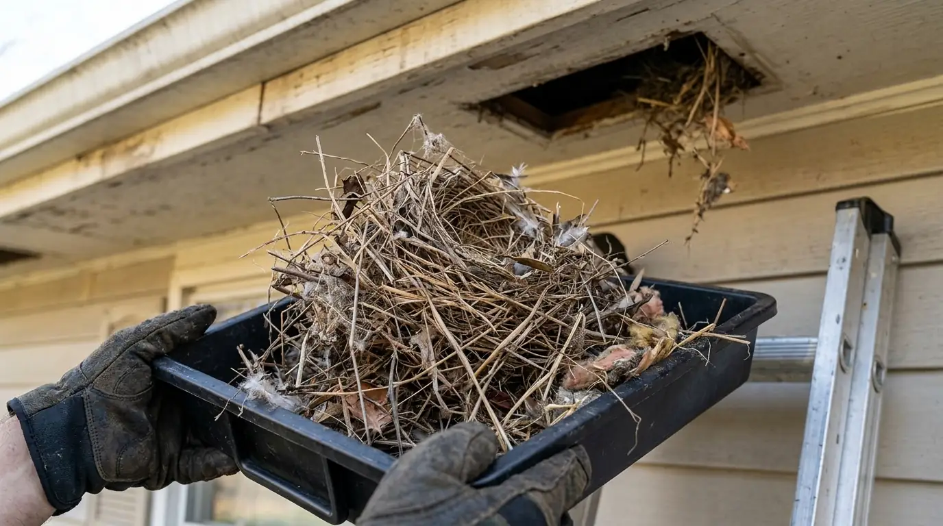 Abandoned nest removed from a San Jose eave vent