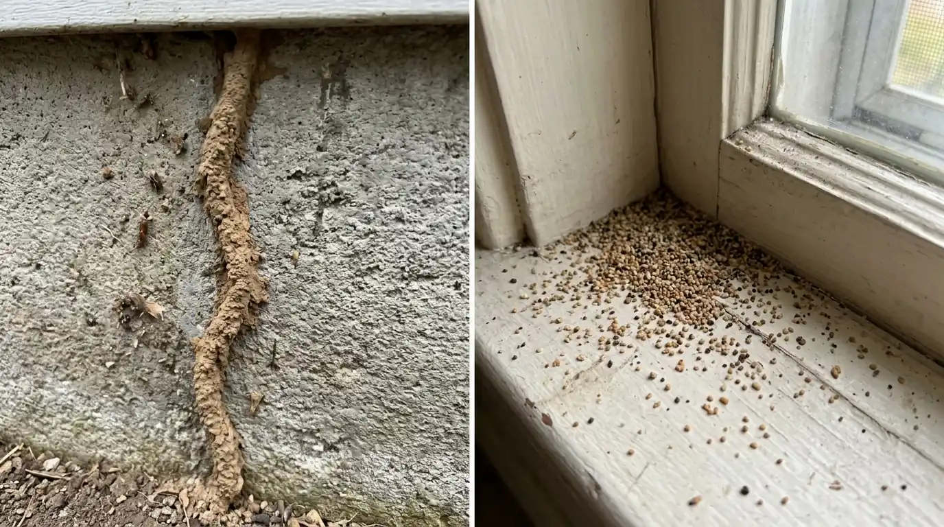 Mud tubes and frass: the two main termite signs in California