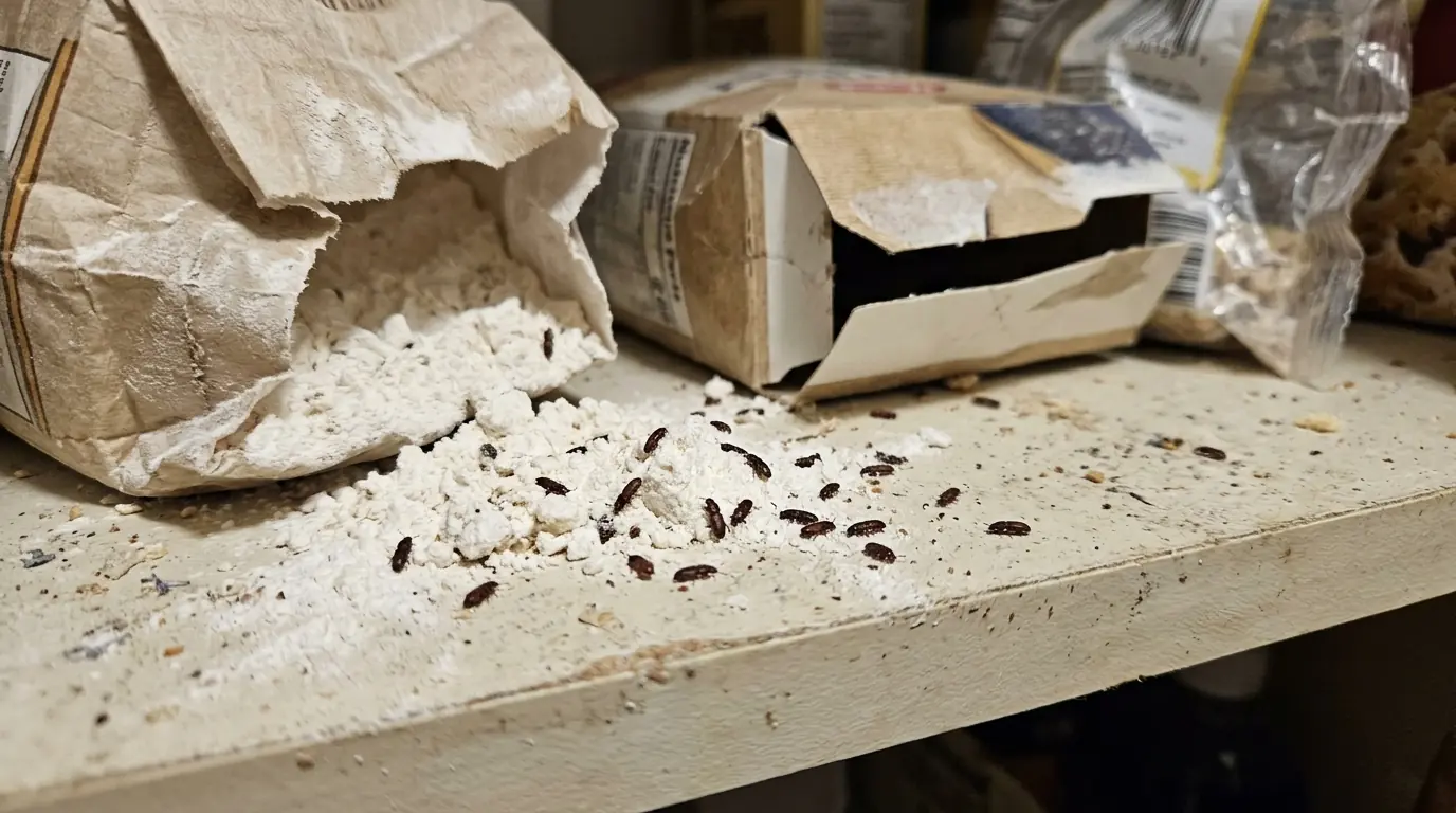 Grain beetles found in pantry flour in a San Jose kitchen
