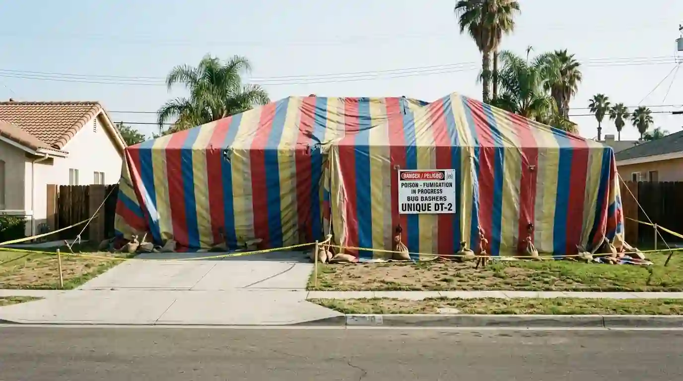 Whole-structure fumigation tenting on a San Jose area home