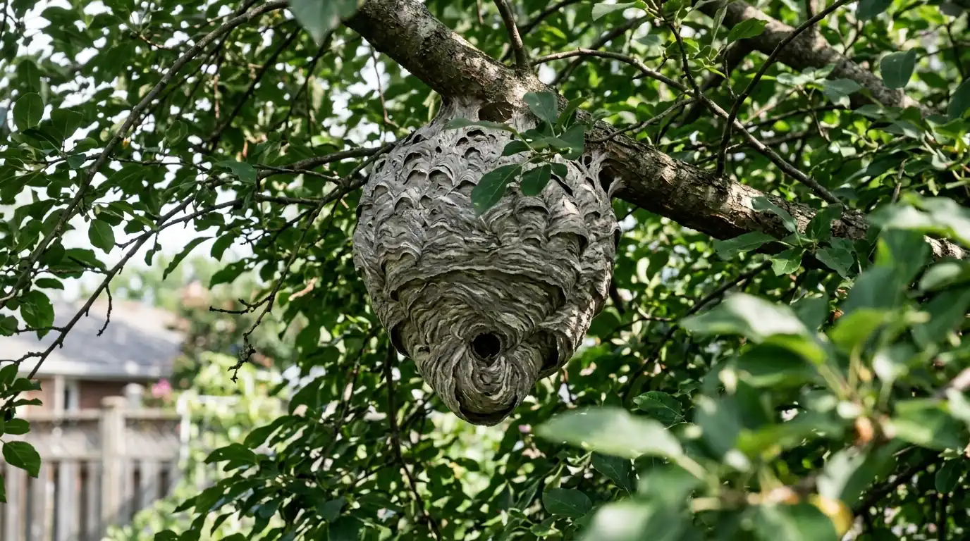 Hornet nest in a tree on a San Jose property