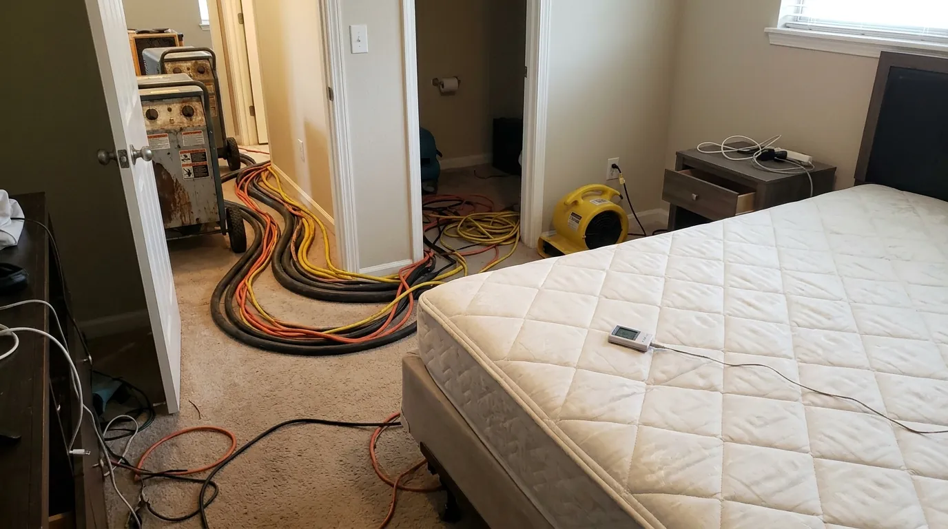 Heat treatment equipment staged in a San Jose bedroom