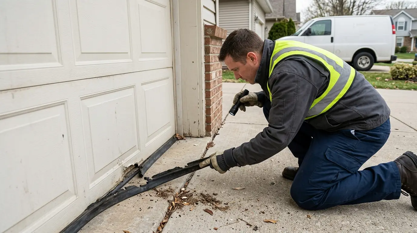 Garage door sweep checked for rodent entry in Sunnyvale