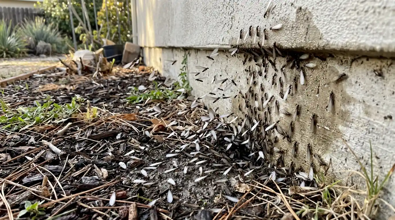 Termite swarmers emerging after warm rain in San Jose