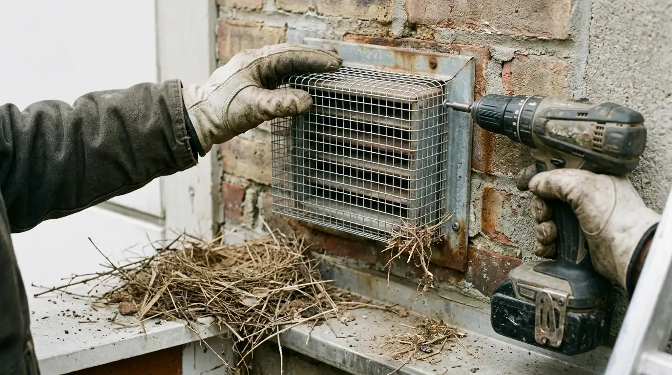 Vent screened against nesting birds in San Jose