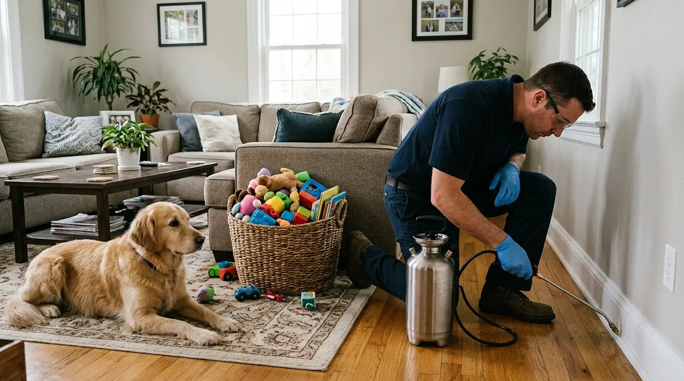 Pest service planned around pets and children in a San Jose home