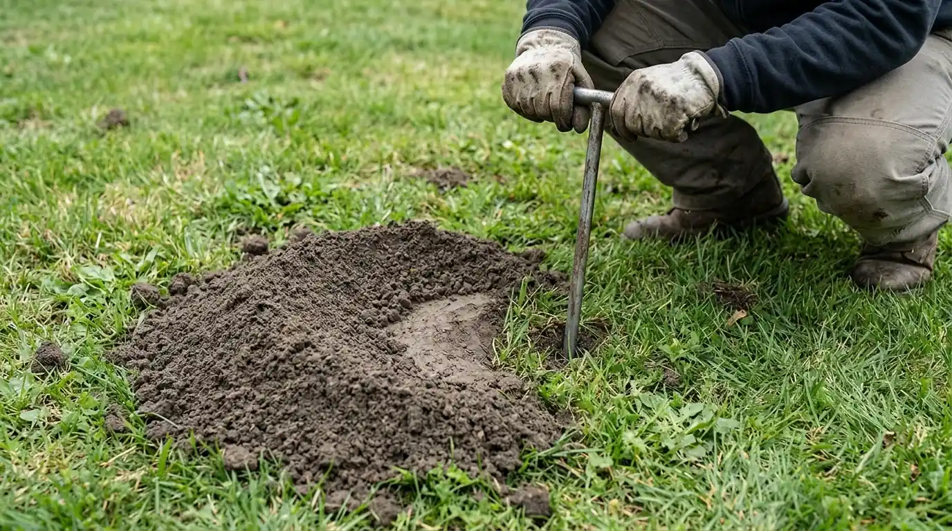 Locating an active gopher runway beside a fresh mound in San Jose