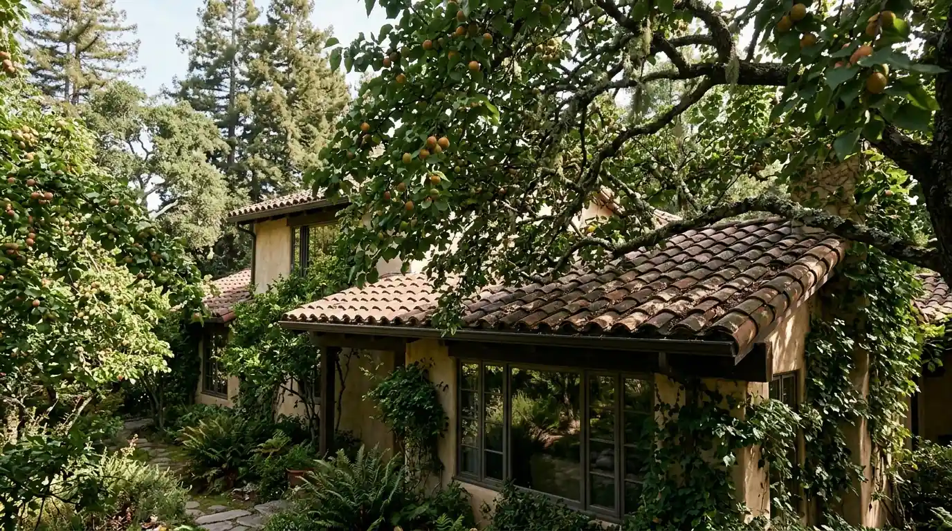 Mature fruit trees and canopy at a Saratoga property