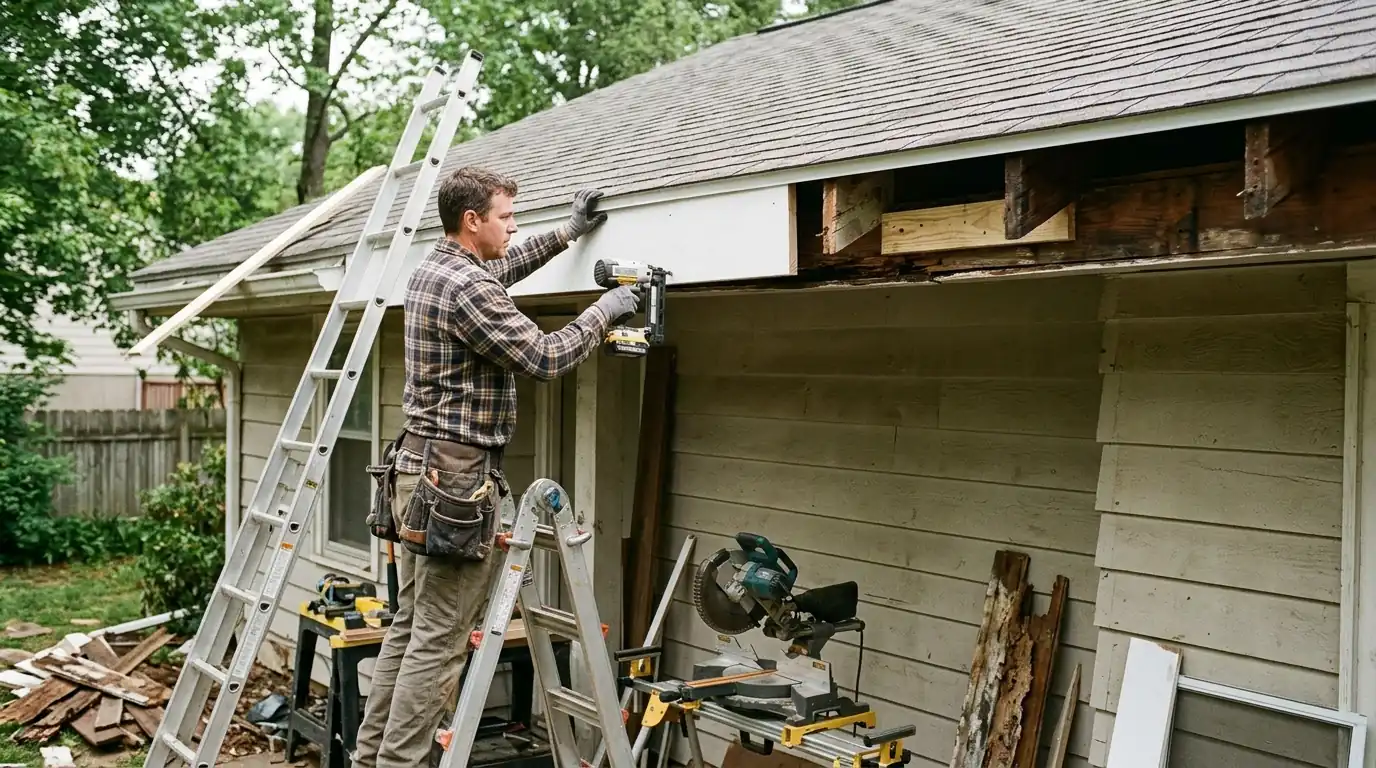 Fascia rebuilt after termite damage in San Jose