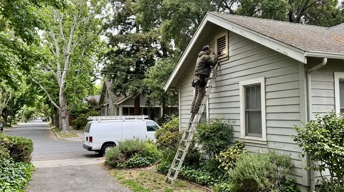 Attic vent inspection on an older Santa Clara County home
