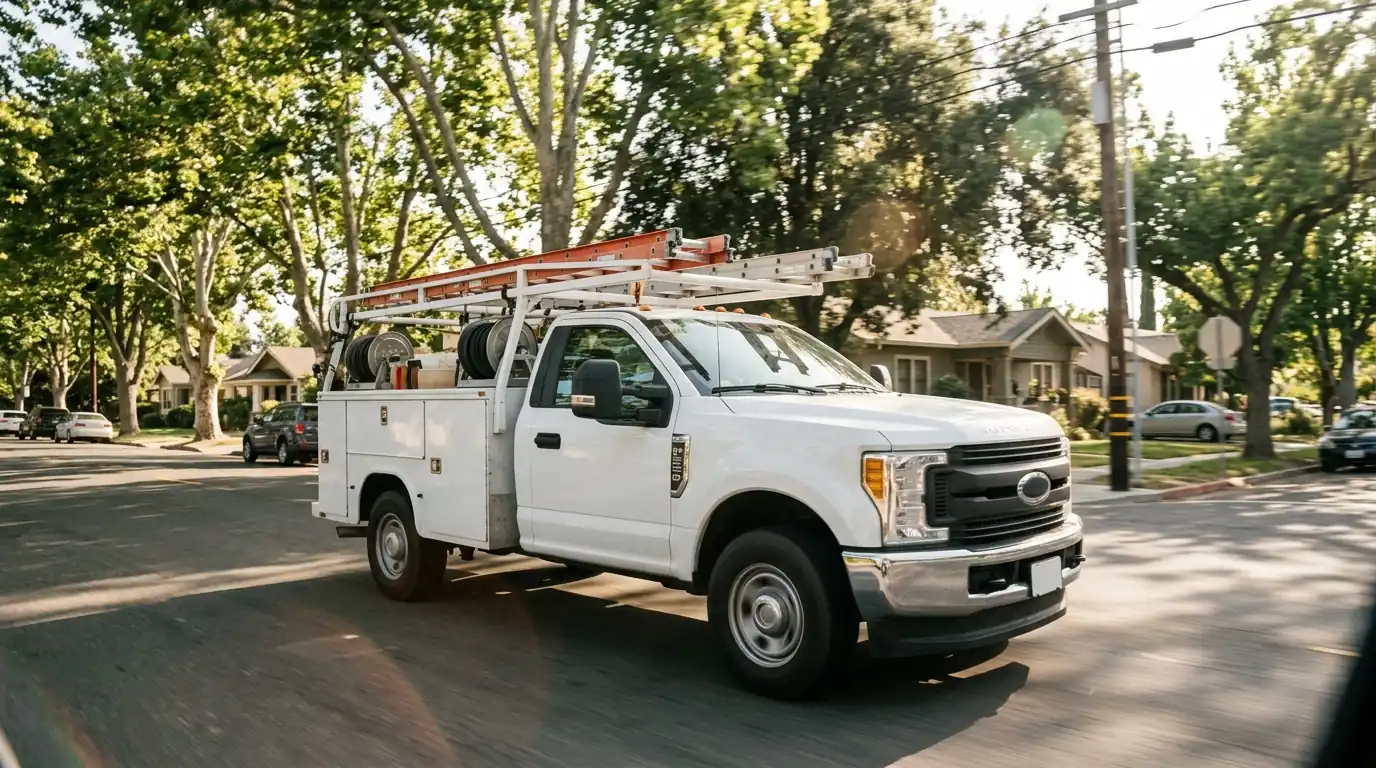 Service vehicle parked outside a San Jose property