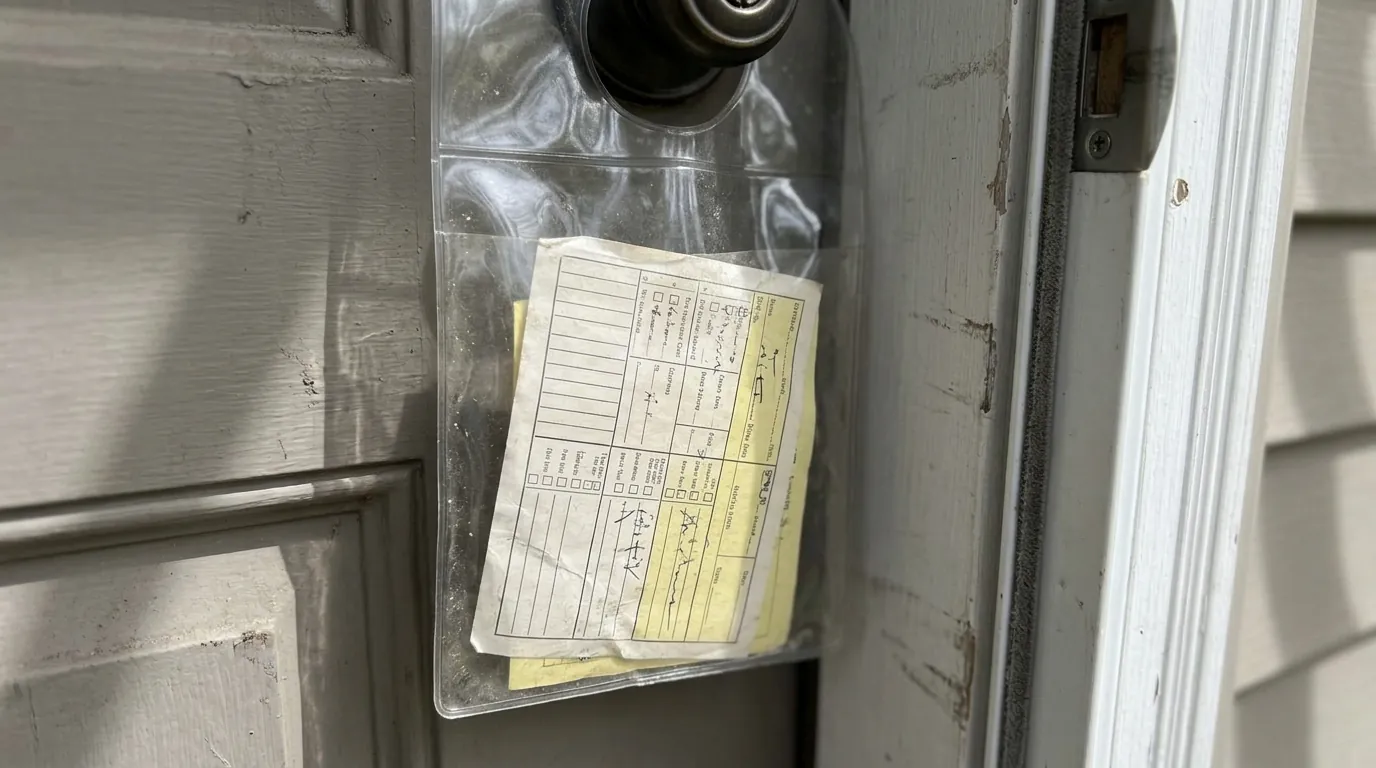 Service record left after a scheduled visit in San Jose