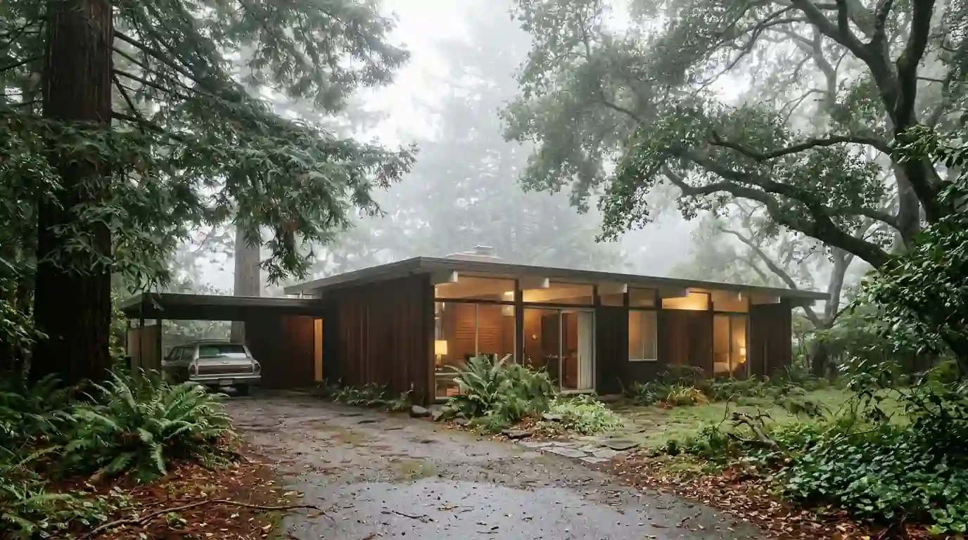 Older Peninsula home with canopy over the roofline